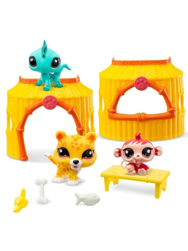 BANDAI - Littlest Pet Shop - Pack Tiki Jungle - 3 animaux et accessoires - BF00515 Jaune - Kiabi