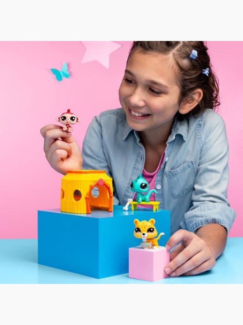 BANDAI - Littlest Pet Shop - Pack Tiki Jungle - 3 animaux et accessoires - BF00515 Jaune - Kiabi