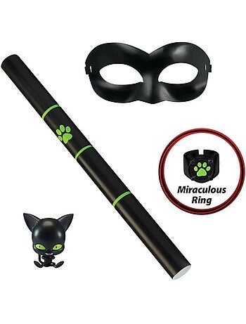 Bandai - miraculous set de transformation - chat noir - accessoire magique - bijou magique - kwami