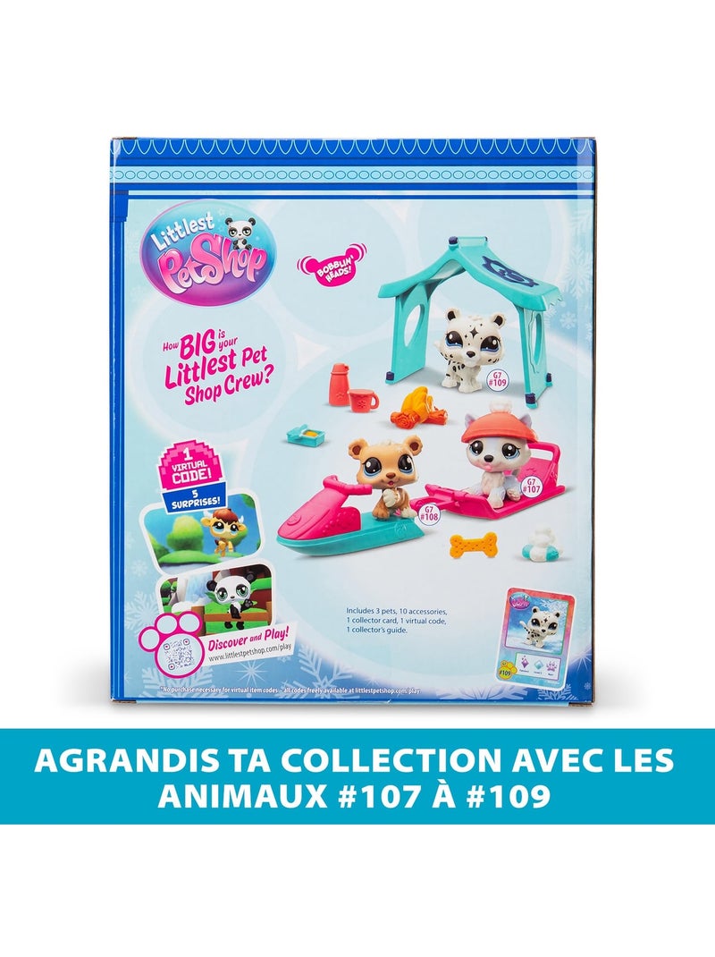 Bandai littlest pet shop - pack set jour de neige 3 animaux et accessoires - littlest pet shop husky Neige - Kiabi