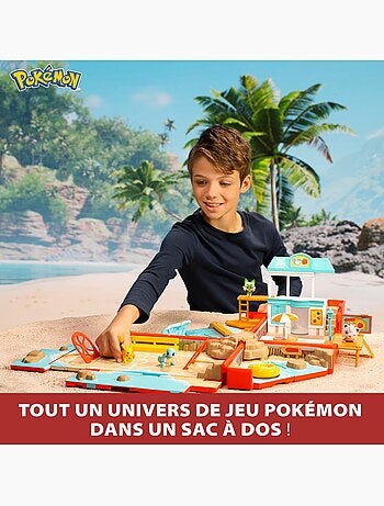 Bandai pokémon - sac à dos du dresseur transformable en univers de jeu plage