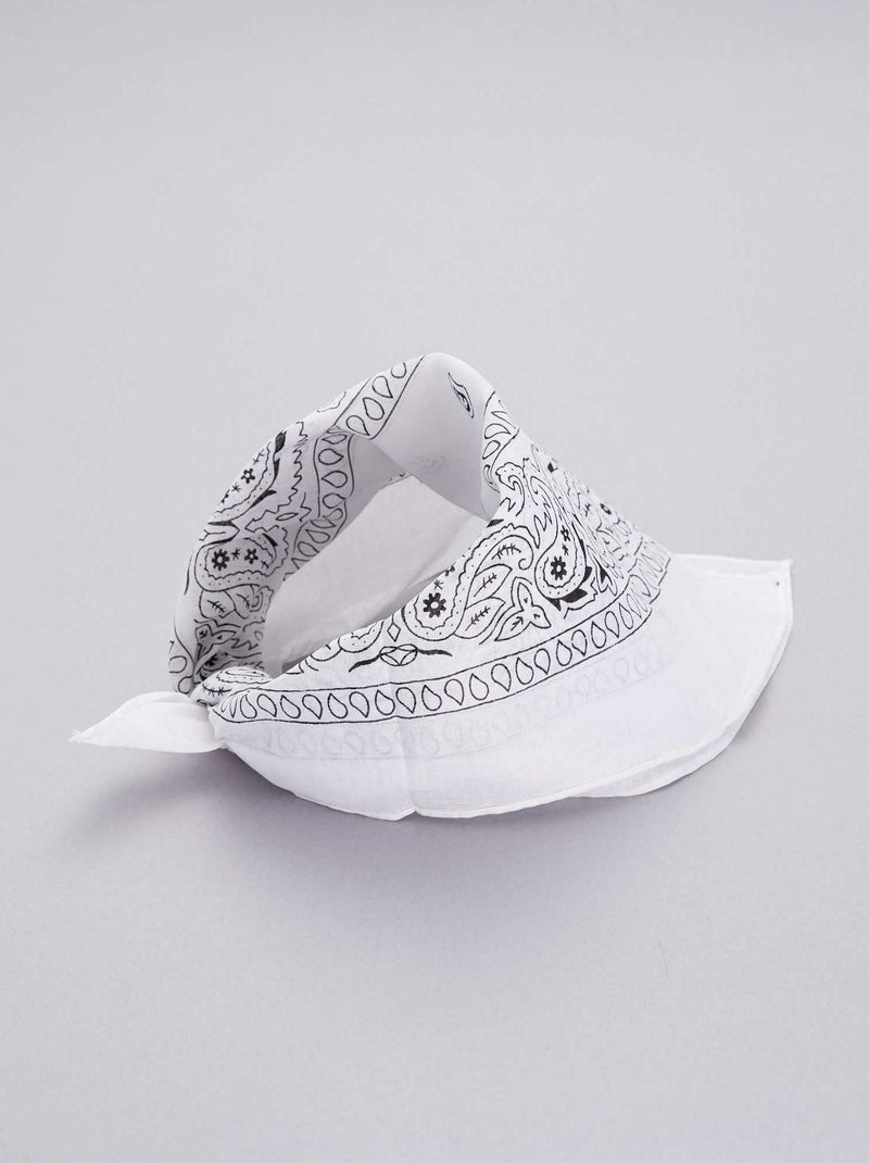 Bandana en coton imprimé blanc - Kiabi
