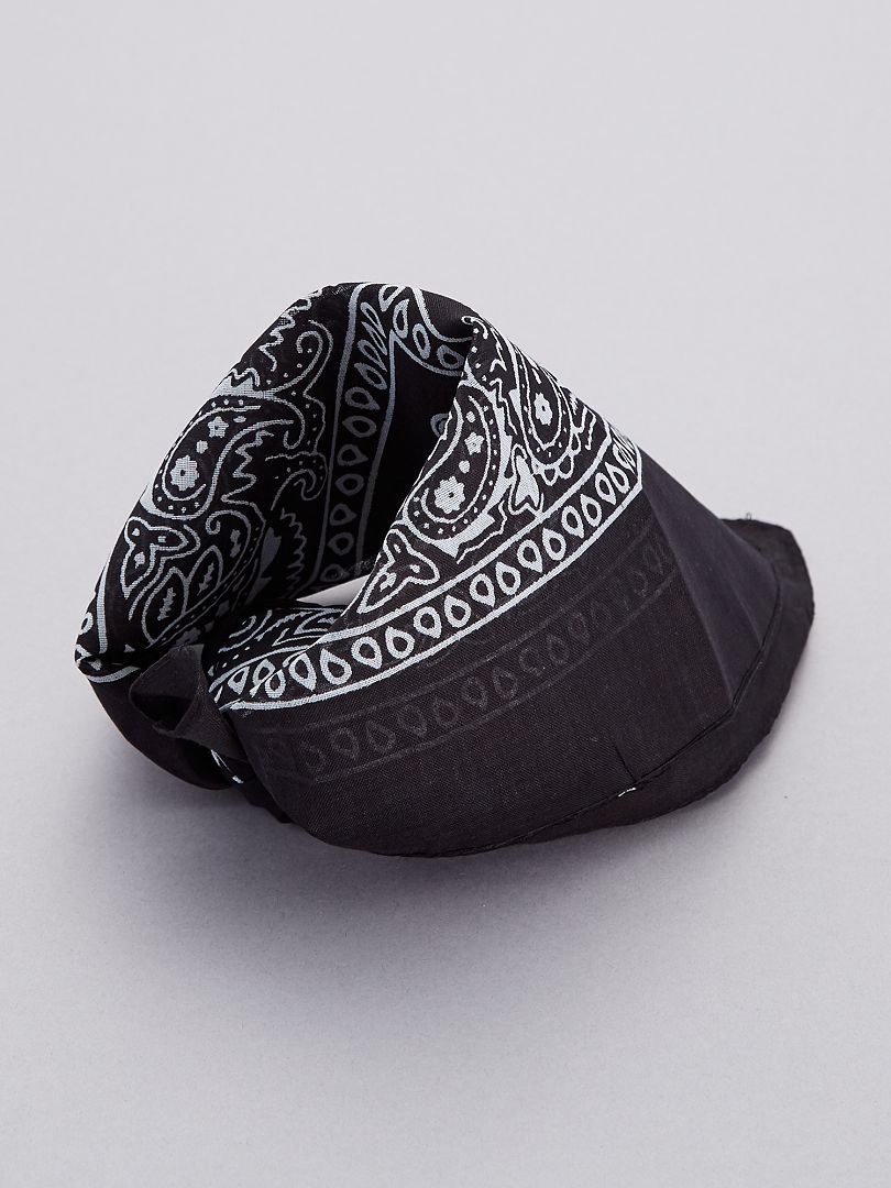 Bandana en coton imprimé noir - Kiabi