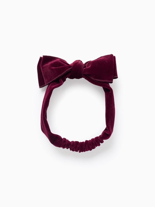 Bandeau à cheveux en velours avec nœud - Kiabi