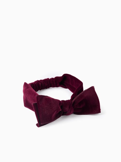 Bandeau à cheveux en velours avec nœud - Kiabi