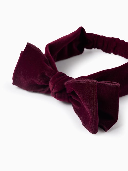 Bandeau à cheveux en velours avec nœud - Kiabi