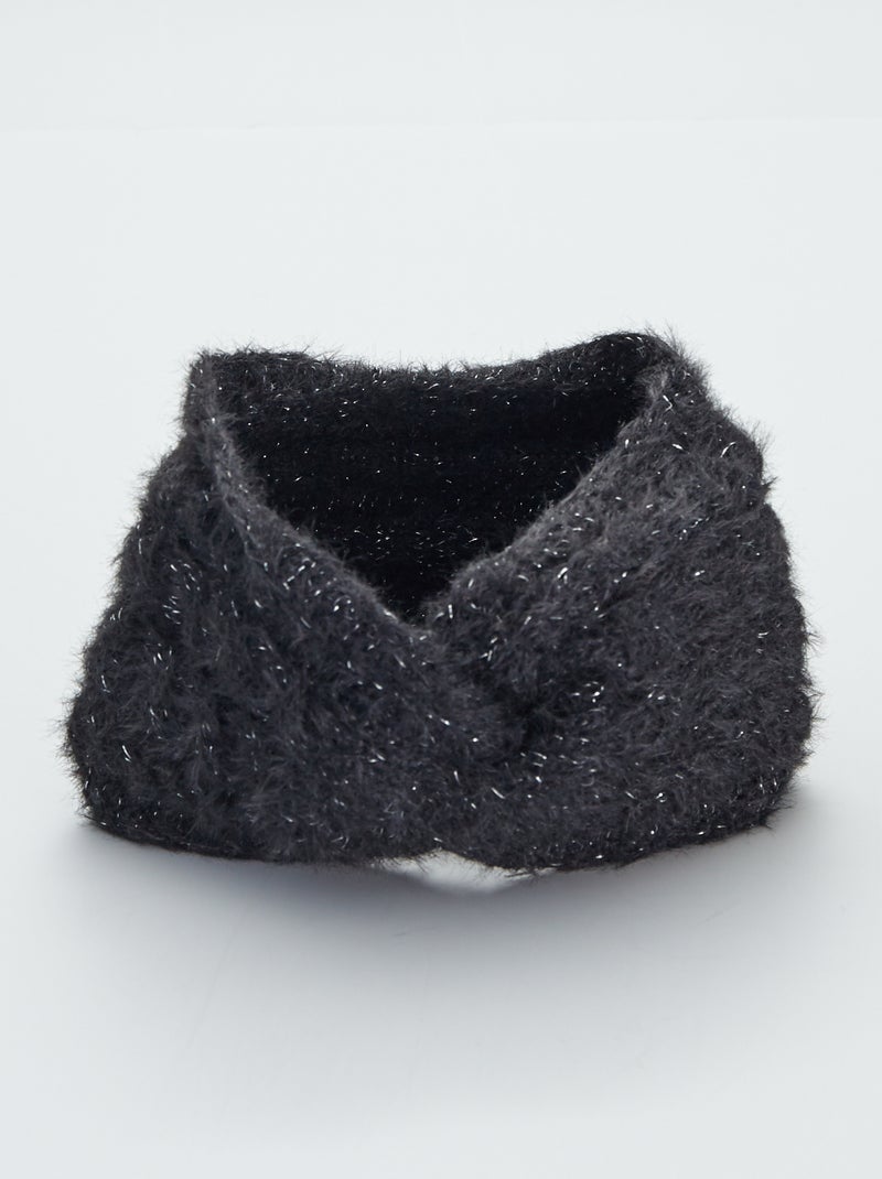 Bandeau cache oreilles torsadé noir - Kiabi
