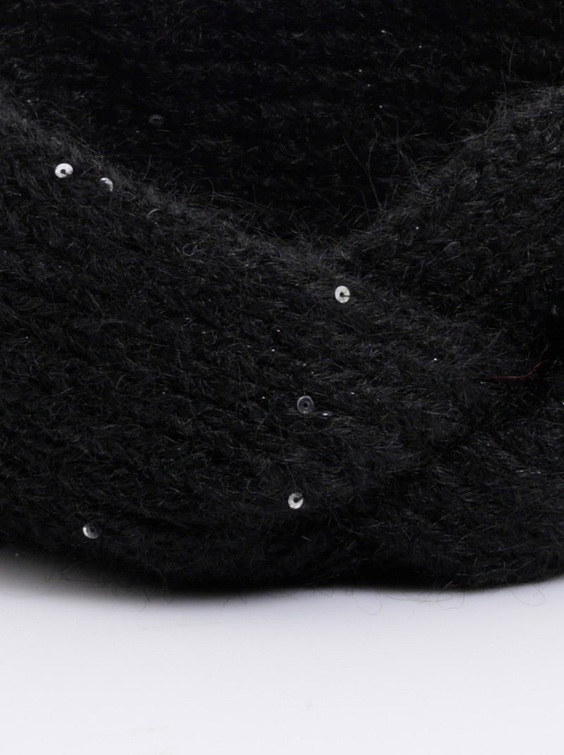 Bandeau chaud maille brillante à sequins Noir - Kiabi