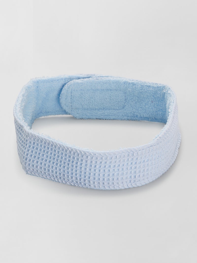 Bandeau démaquillant en nid d'abeille bleu - Kiabi
