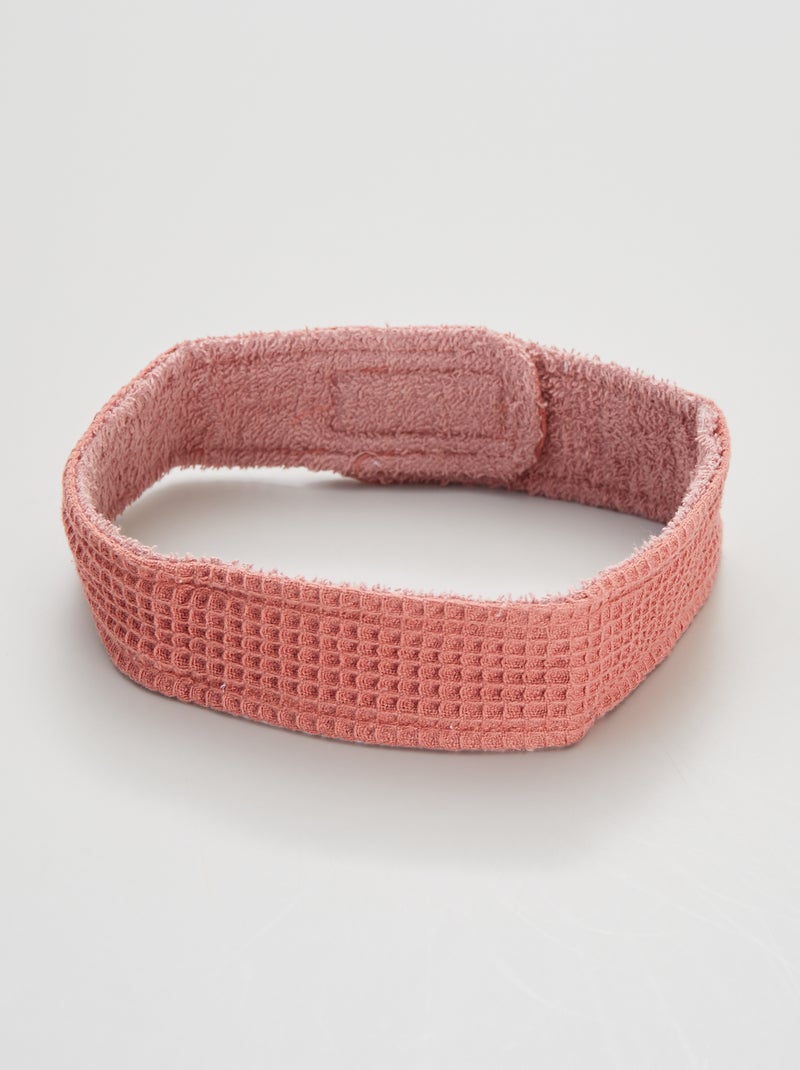 Bandeau démaquillant en nid d'abeille rose - Kiabi