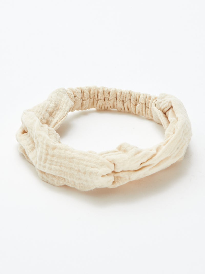 Bandeau en gaze de coton beige - Kiabi