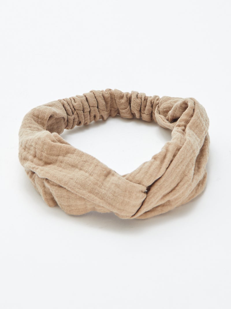 Bandeau en gaze de coton MARRON - Kiabi
