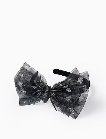 Bandeau en Velours avec Nœud en Tulle