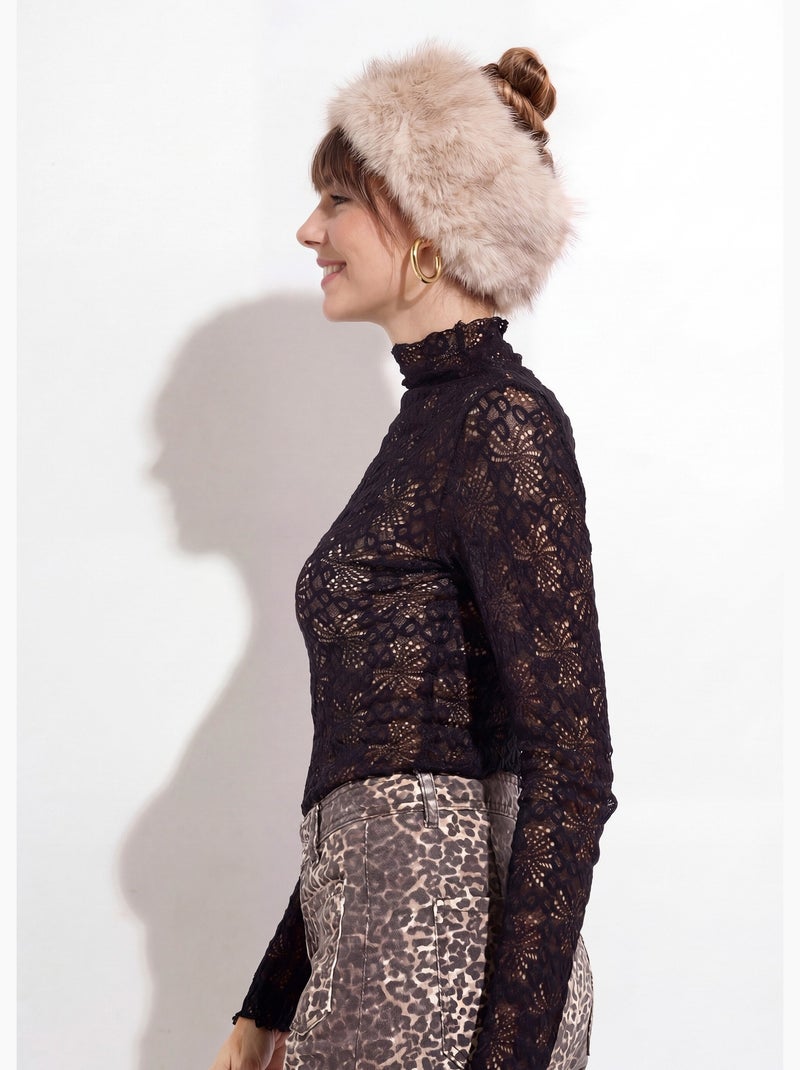 Bandeau headband chic en fourrure - AFIBEL Ecru - Kiabi