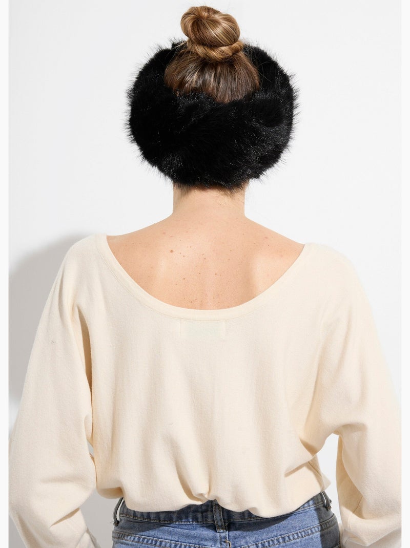 Bandeau headband chic en fourrure - AFIBEL Noir - Kiabi
