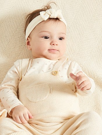 Bandeau noeud bebe broderie anglaise blanche ceremonie