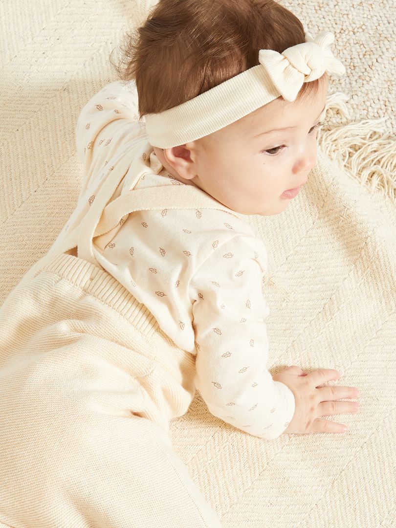bonnet de naissance avec noeud bebe fille (lot de 2) beige accessoires  promos