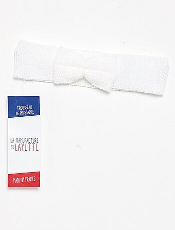 Bandeau 'La manufacture de layette' en tricot avec nœud