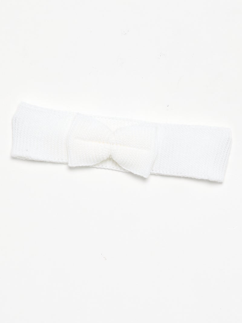 Bandeau 'La manufacture de layette' en tricot avec nœud Blanc - Kiabi