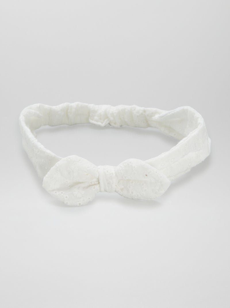 Bandeau pour les cheveux en broderies anglaises blanc - Kiabi