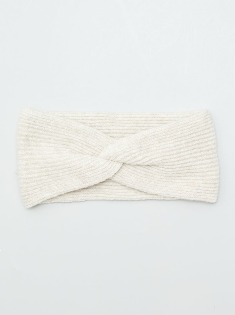 Bandeau torsadé en maille beige - Kiabi