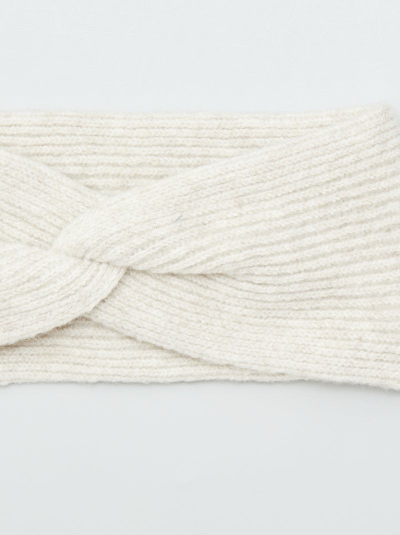 Bandeau torsadé en maille beige - Kiabi