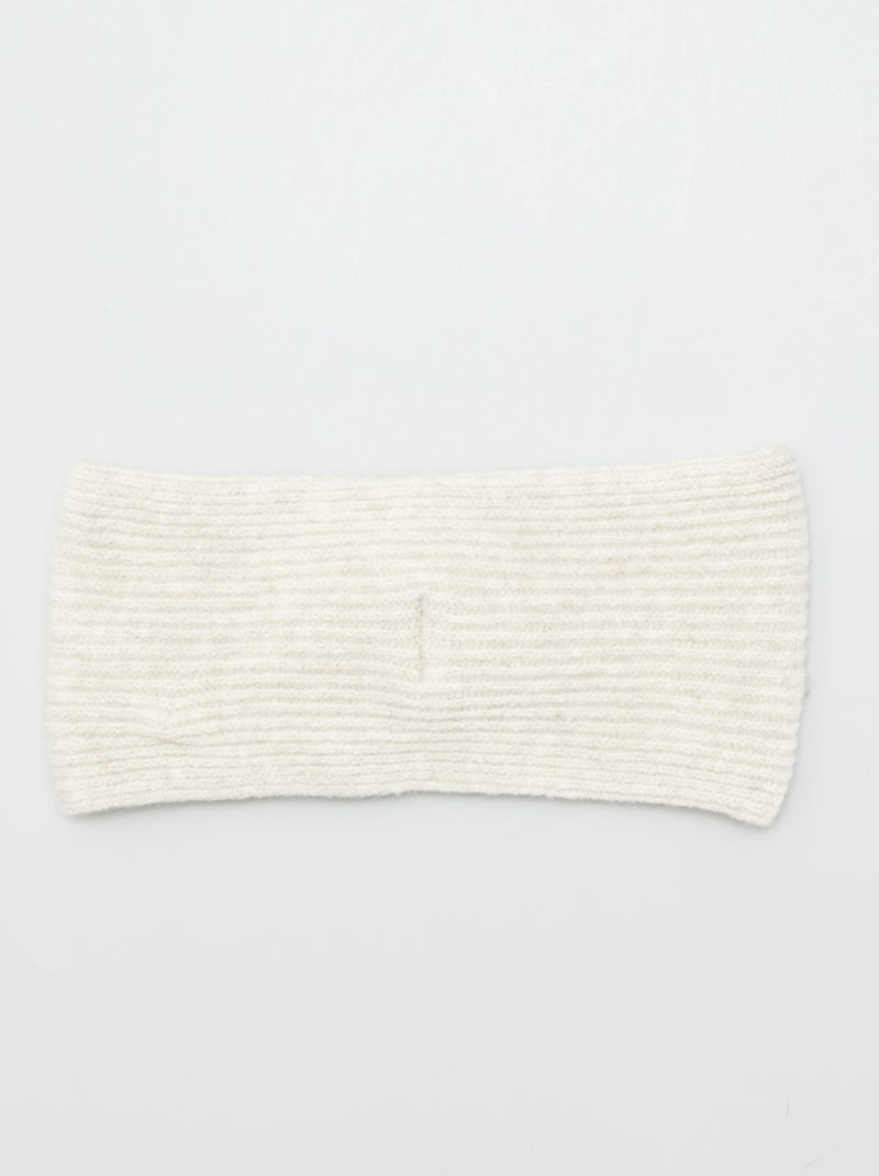 Bandeau torsadé en maille beige - Kiabi