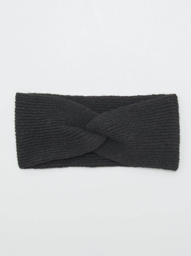Bandeau torsadé en maille Noir - Kiabi