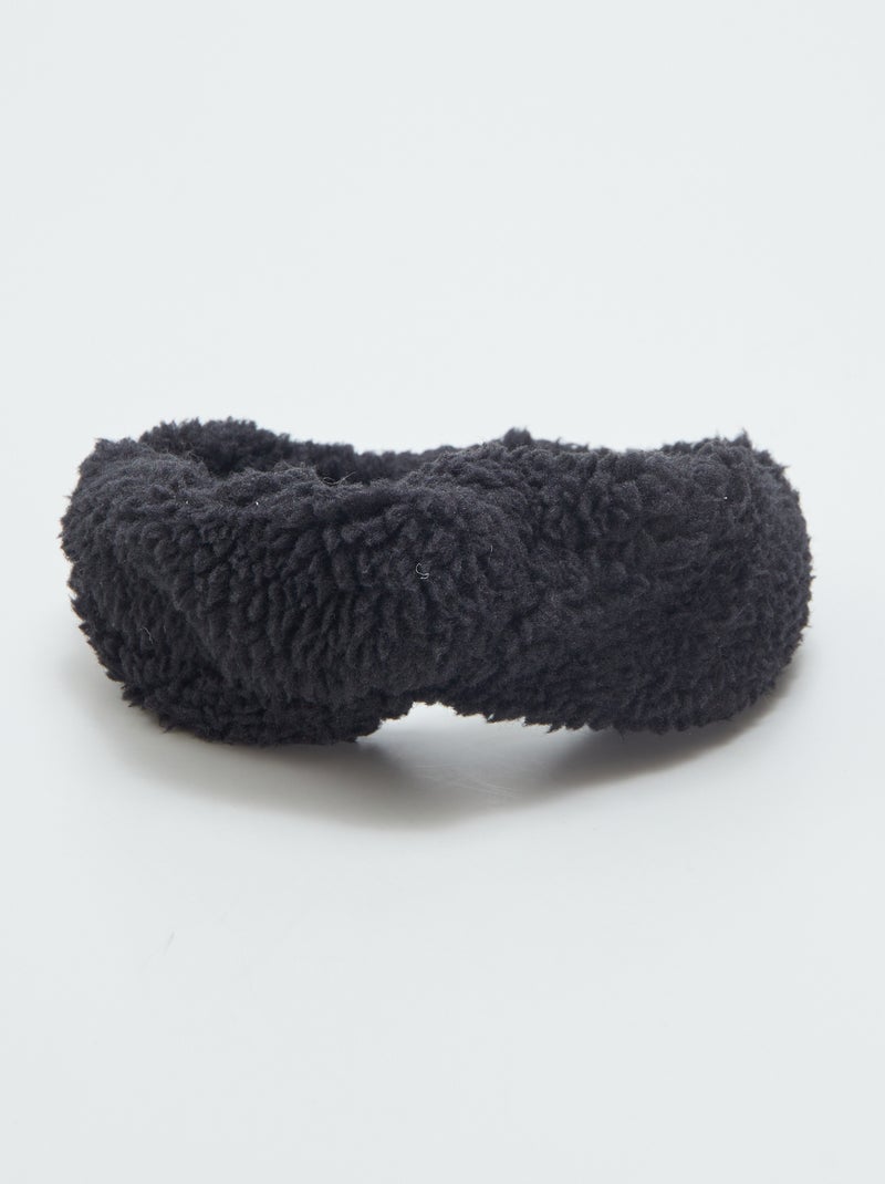Bandeau torsadée en sherpa Noir - Kiabi