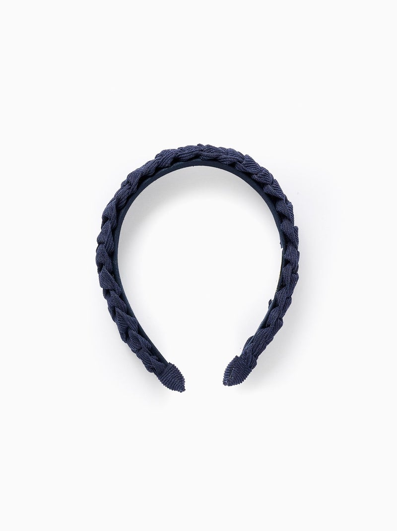 Bandeau Tressé en Velours Côtelé Bleu foncé - Kiabi