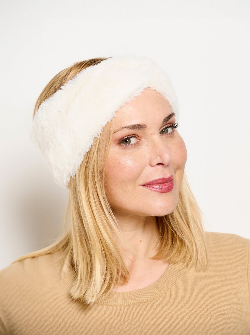 Bandeau type headband fausse fourrure - afibel Ecru - Kiabi