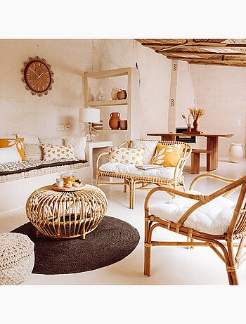 Banquette 2 places en rotin