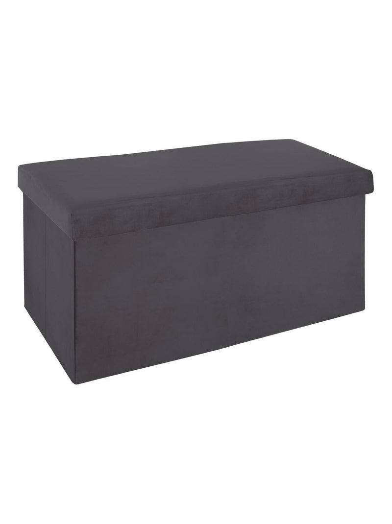 Banquette coffre pliable velours Tess - L. 76 x H. 38 cm - Bleu Gris - Kiabi