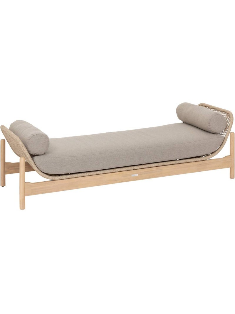 Banquette de jardin 2 places en corde tressée et acacia DEONA Beige - Kiabi