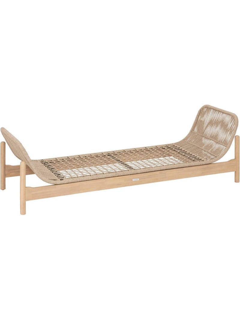 Banquette de jardin 2 places en corde tressée et acacia DEONA Beige - Kiabi