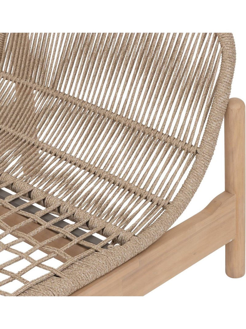 Banquette de jardin 2 places en corde tressée et acacia DEONA Beige - Kiabi