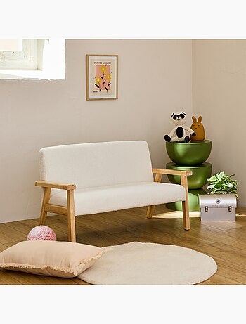 Banquette pour enfant bouclette et bois d'hévéa 2 places Isak Kid