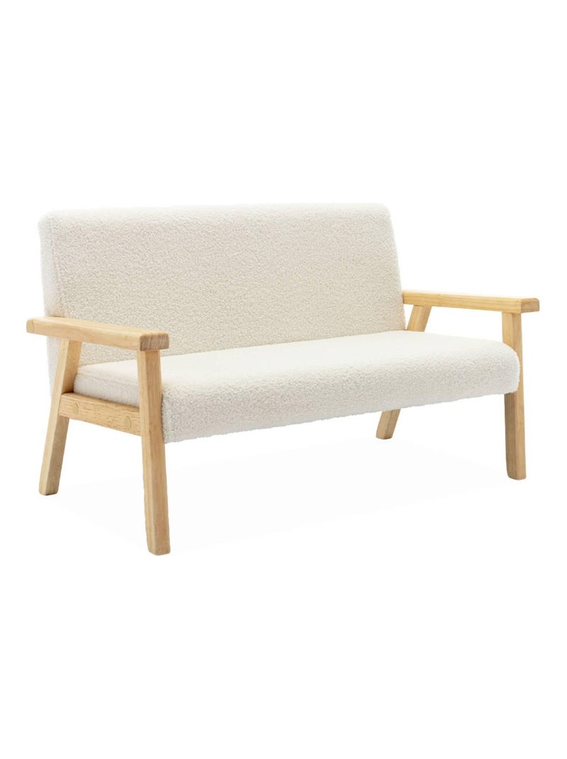 Banquette pour enfant bouclette et bois d'hévéa 2 places Isak Kid Blanc - Kiabi