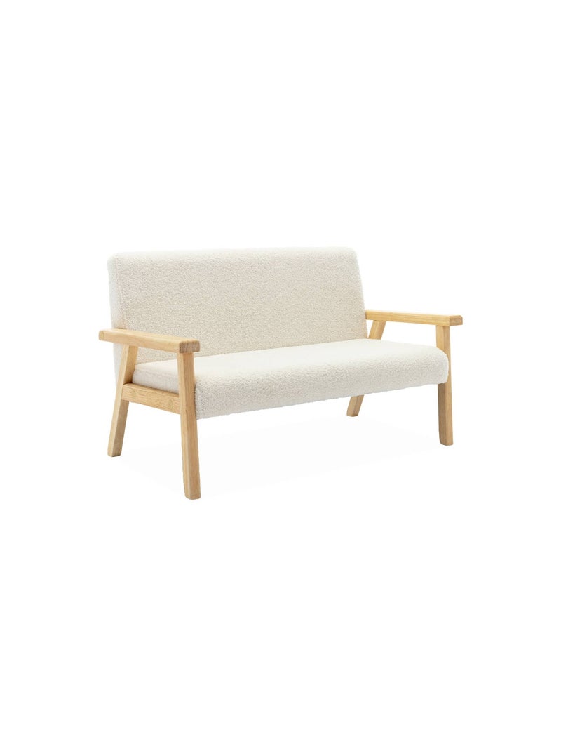 Banquette pour enfant bouclette et bois d'hévéa 2 places Isak Kid Blanc - Kiabi