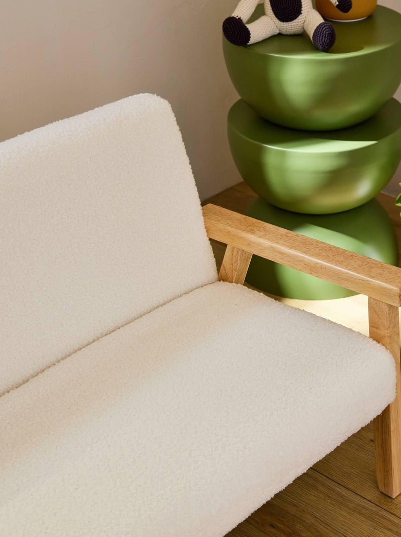 Banquette pour enfant bouclette et bois d'hévéa 2 places Isak Kid Blanc - Kiabi