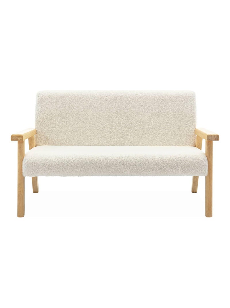 Banquette pour enfant bouclette et bois d'hévéa 2 places Isak Kid Blanc - Kiabi
