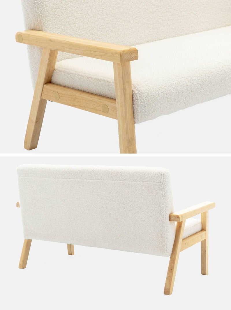 Banquette pour enfant bouclette et bois d'hévéa 2 places Isak Kid Blanc - Kiabi