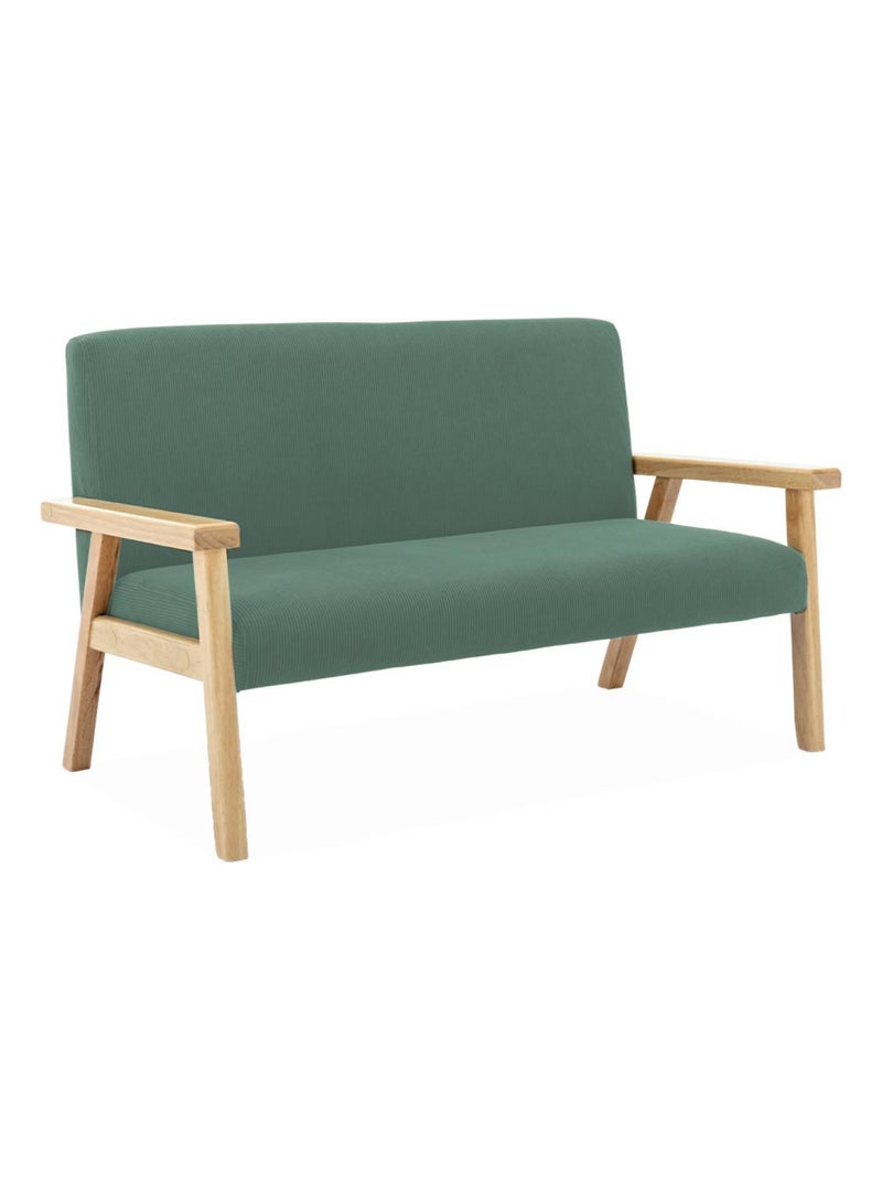 Banquette pour enfant velours côtelé et bois d'hévéa 2 places Isak Kid Kaki - Kiabi