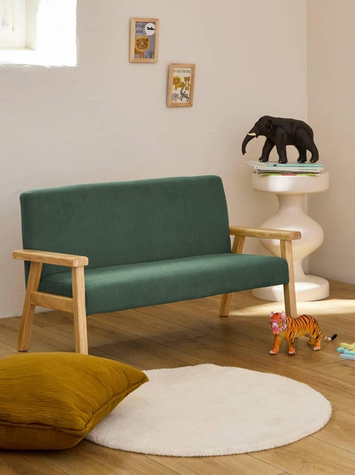 Banquette pour enfant velours côtelé et bois d'hévéa 2 places Isak Kid - Kiabi