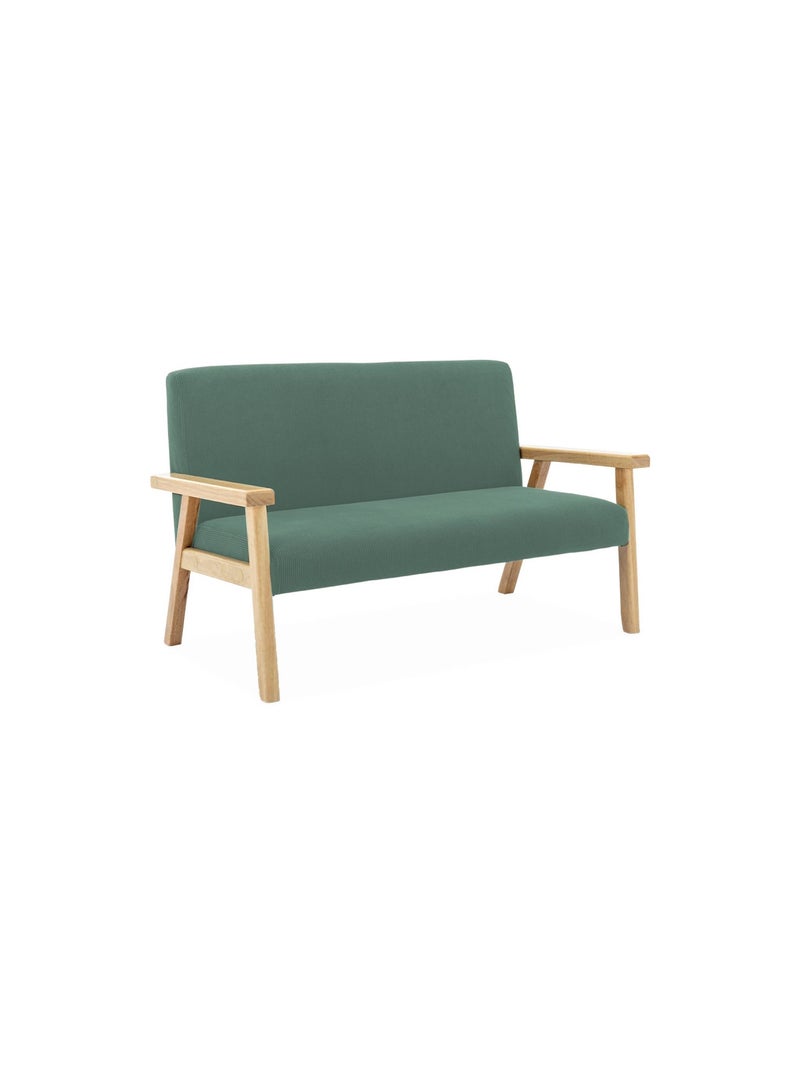 Banquette pour enfant velours côtelé et bois d'hévéa 2 places Isak Kid Kaki - Kiabi