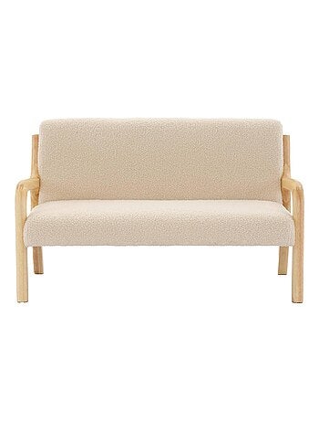 Banquette scandinave enfant bois d'hévéa et bouclette 2 places
