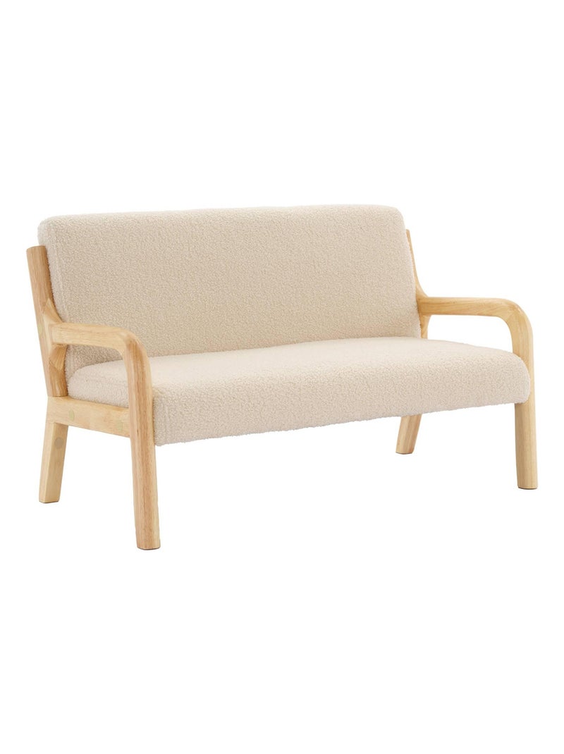 Banquette scandinave enfant bois d'hévéa et bouclette 2 places Beige - Kiabi