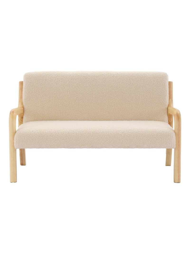 Banquette scandinave enfant bois d'hévéa et bouclette 2 places Beige - Kiabi