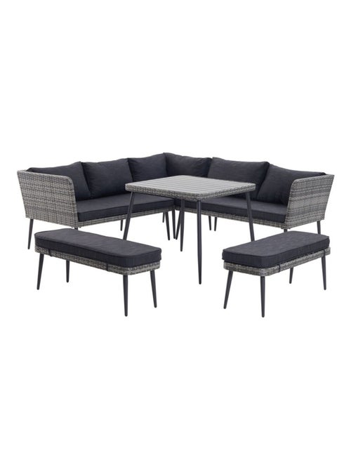 BARACOA Salon de jardin 9 places en résine gris - Kiabi