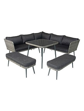 BARACOA salon de jardin 9 places résine tressée anthracite